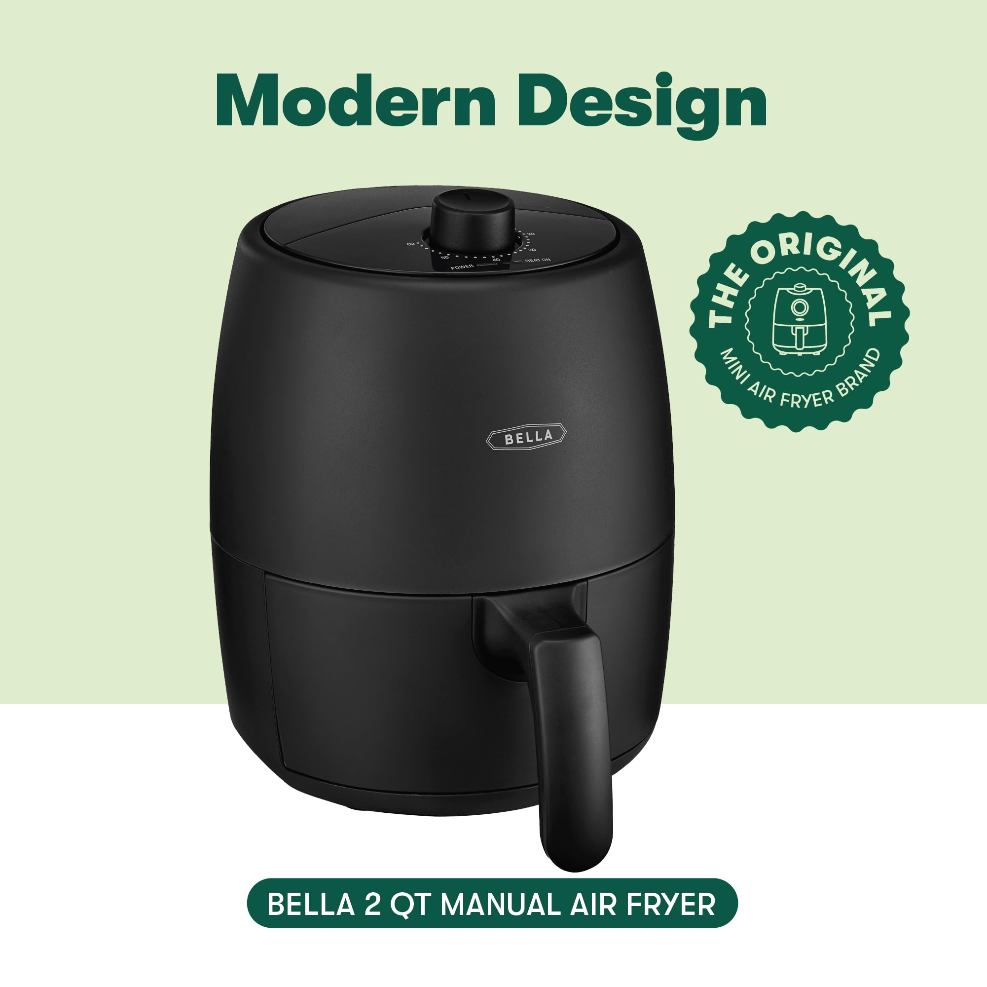 Bella 2 Qt Manual Air Fryer Oven And 5-In-1 Multicooker With Removable Nonstick And Dishwasher Safe Crisping Tray And Basket, 12